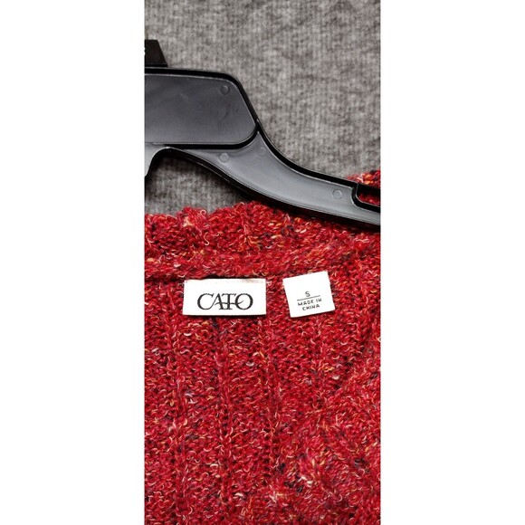 Cato Womens Small Sweater Hoodie Red Kamgaroo Pocket Long Sleeve Ribbed Pullover - Picture 4 of 11